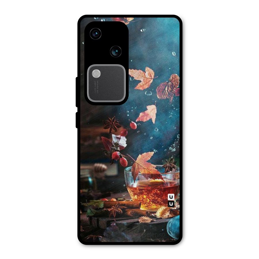 Falling Leaves Tea Metal Back Case for Vivo V30