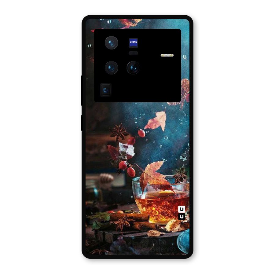 Falling Leaves Tea Metal Back Case for Vivo X80 Pro