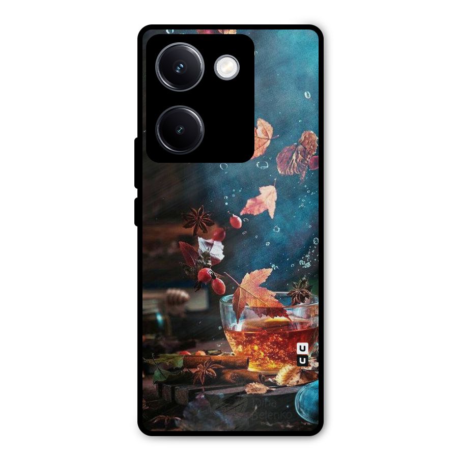 Falling Leaves Tea Metal Back Case for Vivo Y300 Plus