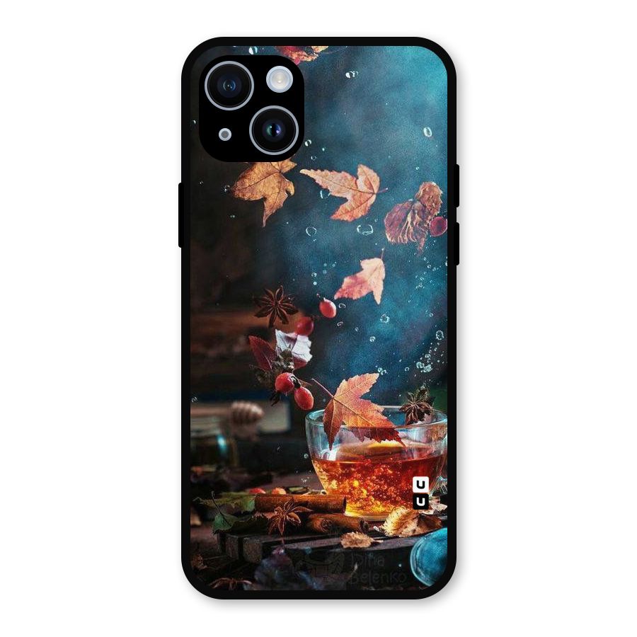 Falling Leaves Tea Metal Back Case for iPhone 14