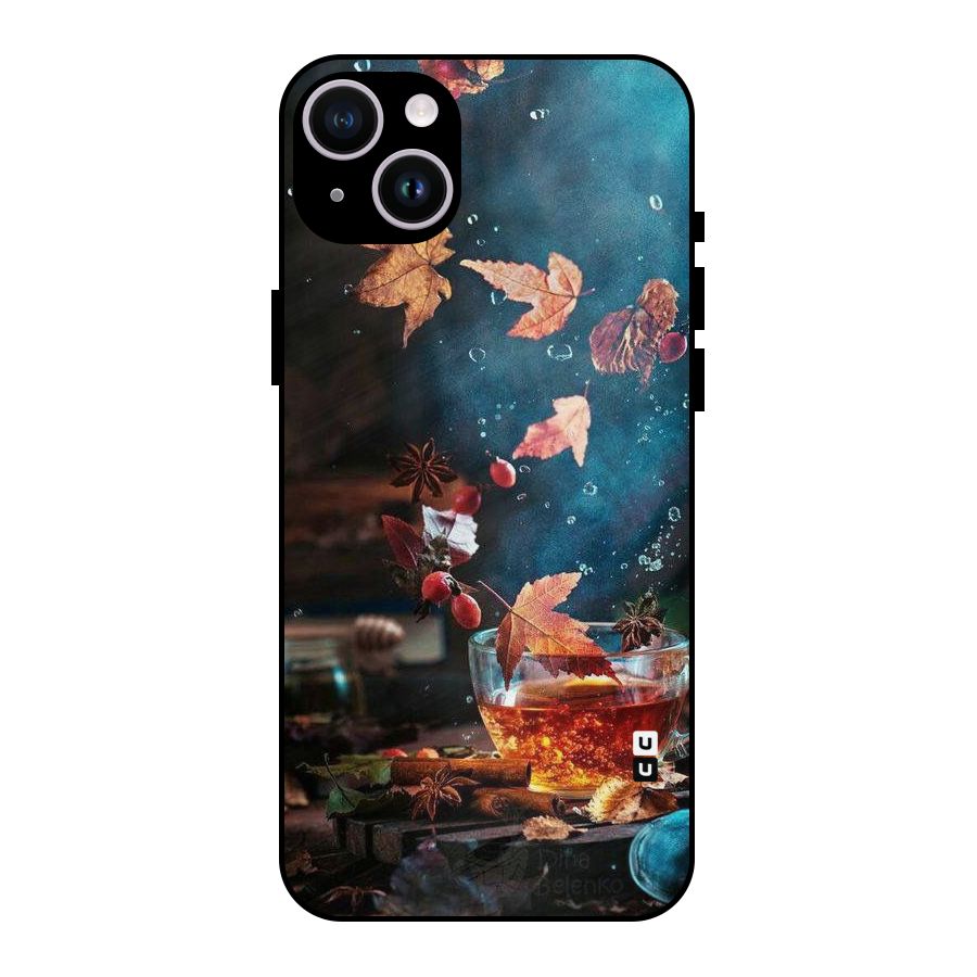 Falling Leaves Tea Metal Back Case for iPhone 14 Plus
