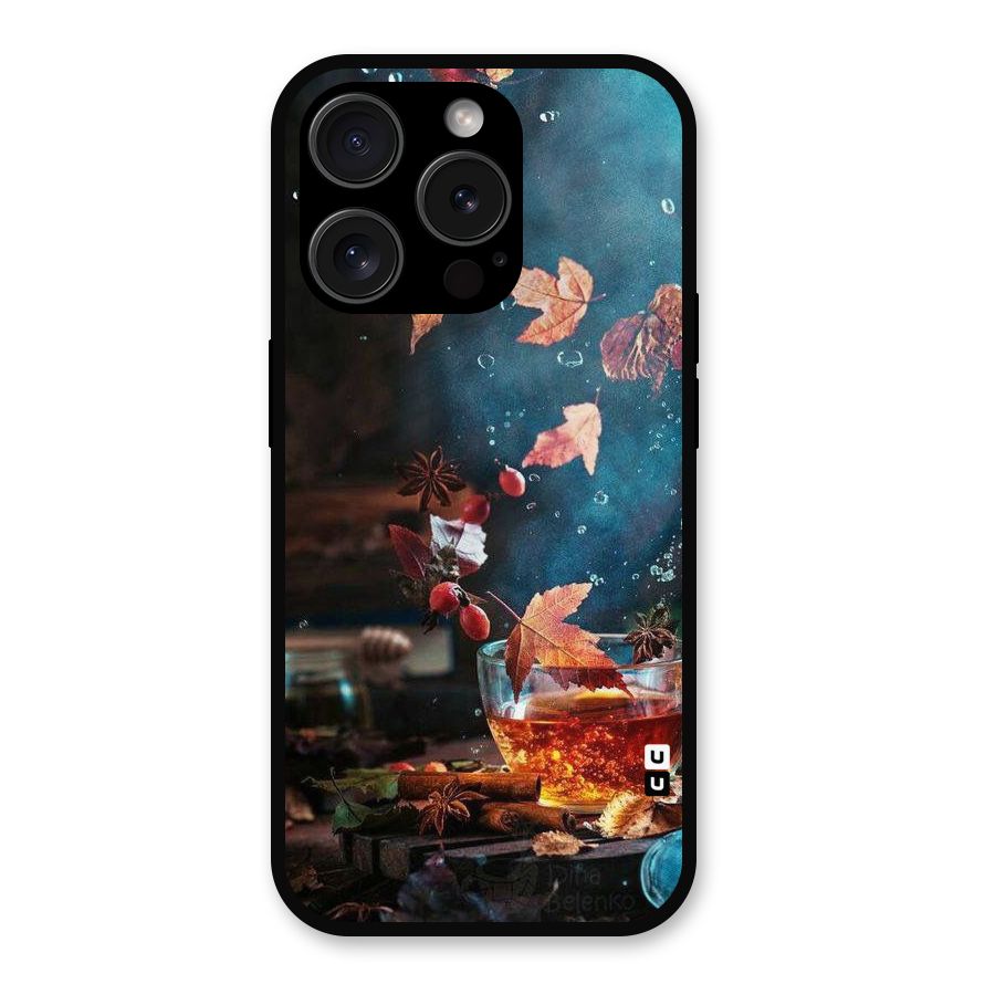 Falling Leaves Tea Metal Back Case for iPhone 15 Pro