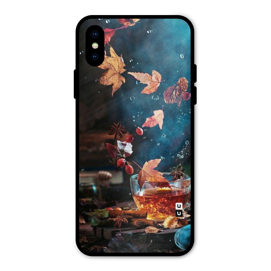 Falling Leaves Tea Metal Back Case for iPhone XS