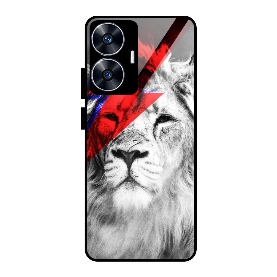 Fearless Lion Glass Back Case for Realme Narzo N55