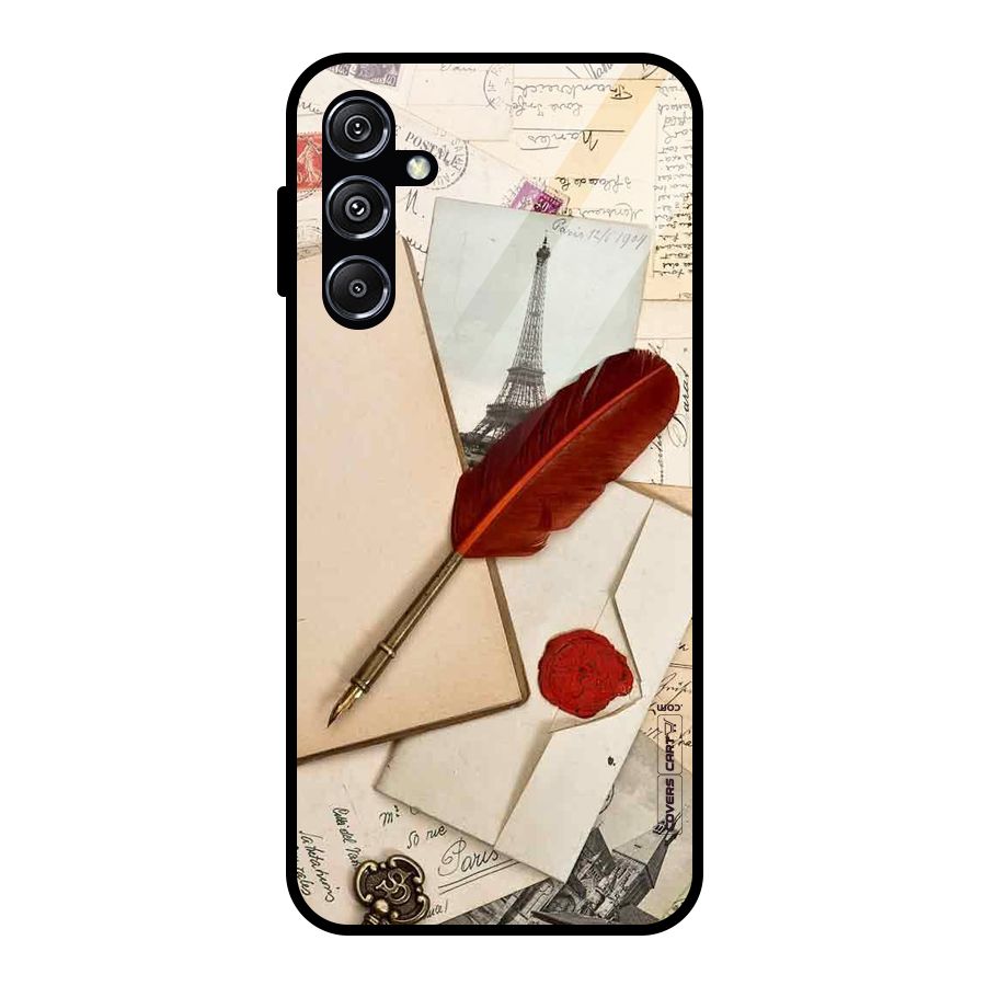 Feather Beauty Glass Back Case for Galaxy M34 5G