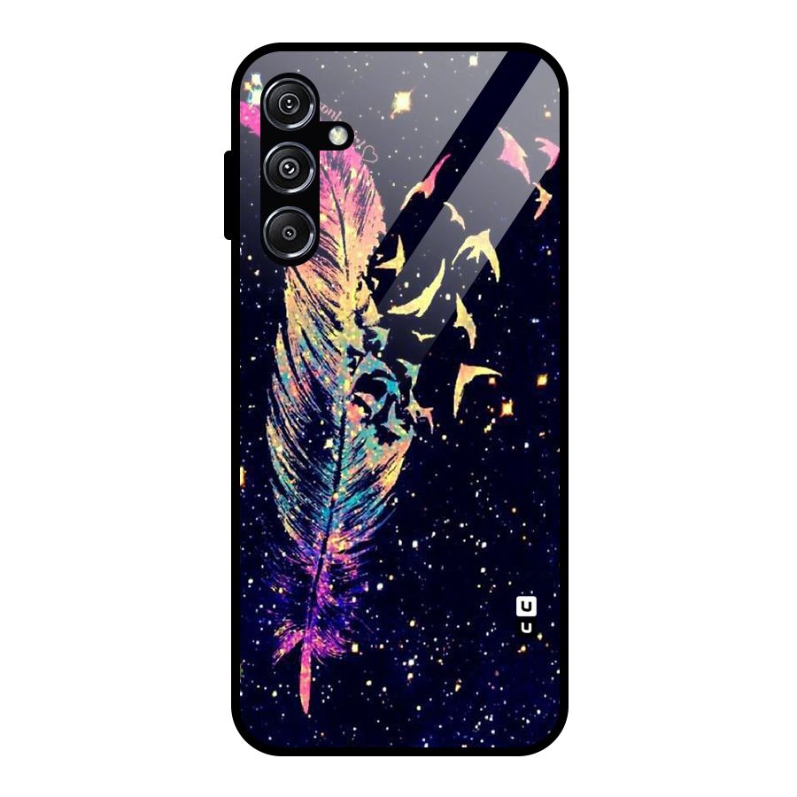 Feather Bird Fly Glass Back Case for Galaxy M34 5G