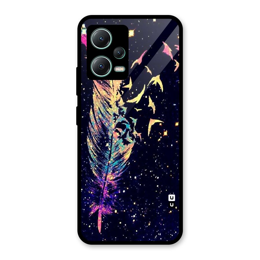 Feather Bird Fly Glass Back Case for Poco X5