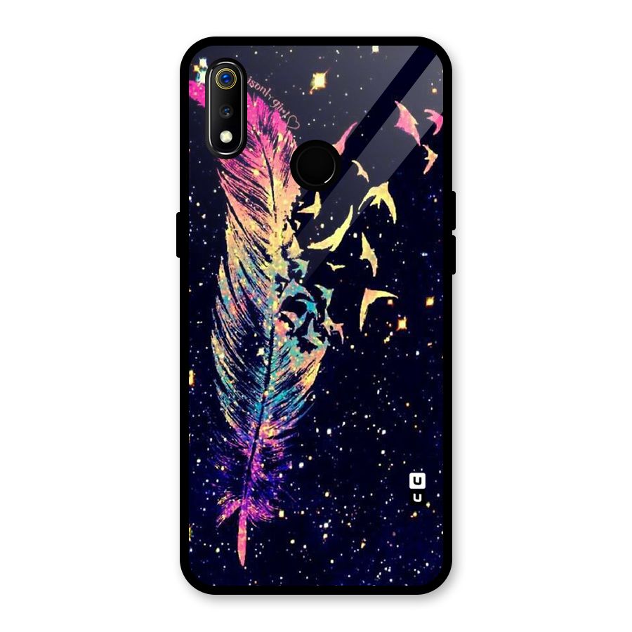 Feather Bird Fly Glass Back Case for Realme 3i
