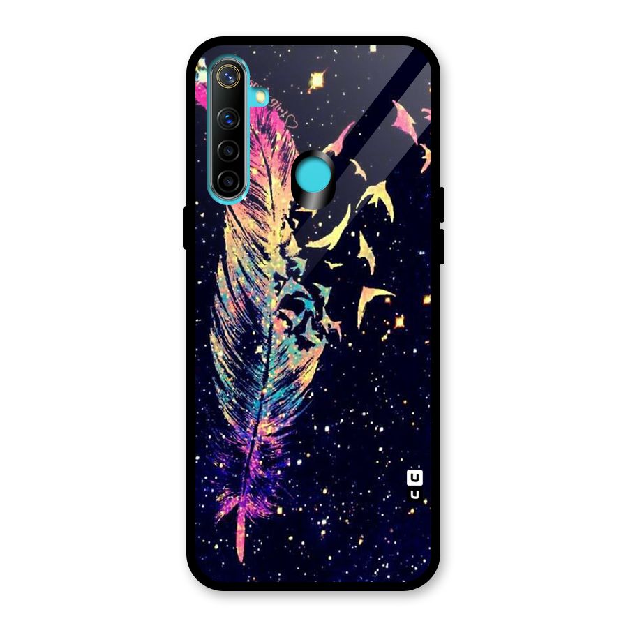 Feather Bird Fly Glass Back Case for Realme 5i