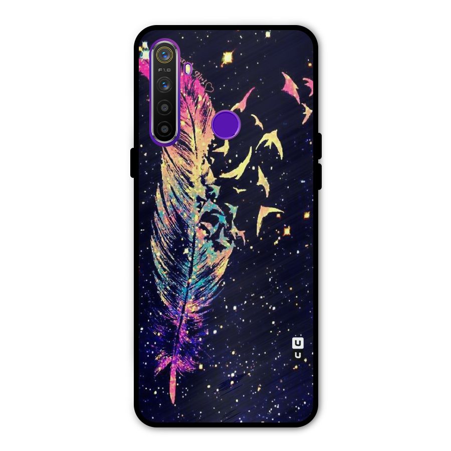 Feather Bird Fly Glass Back Case for Realme 5s