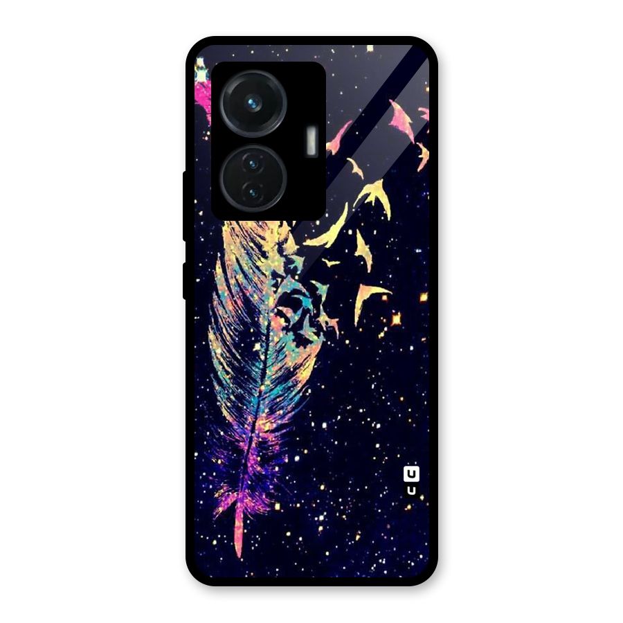 Feather Bird Fly Glass Back Case for Vivo T1 44W