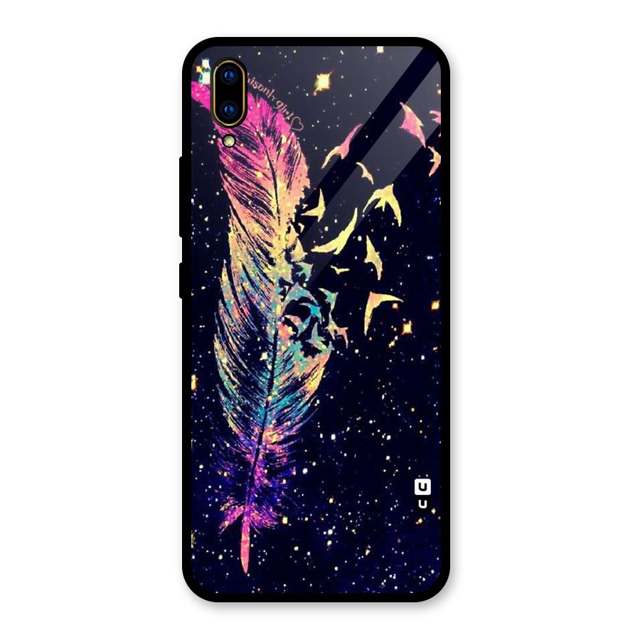 Feather Bird Fly Glass Back Case for Vivo V11 Pro