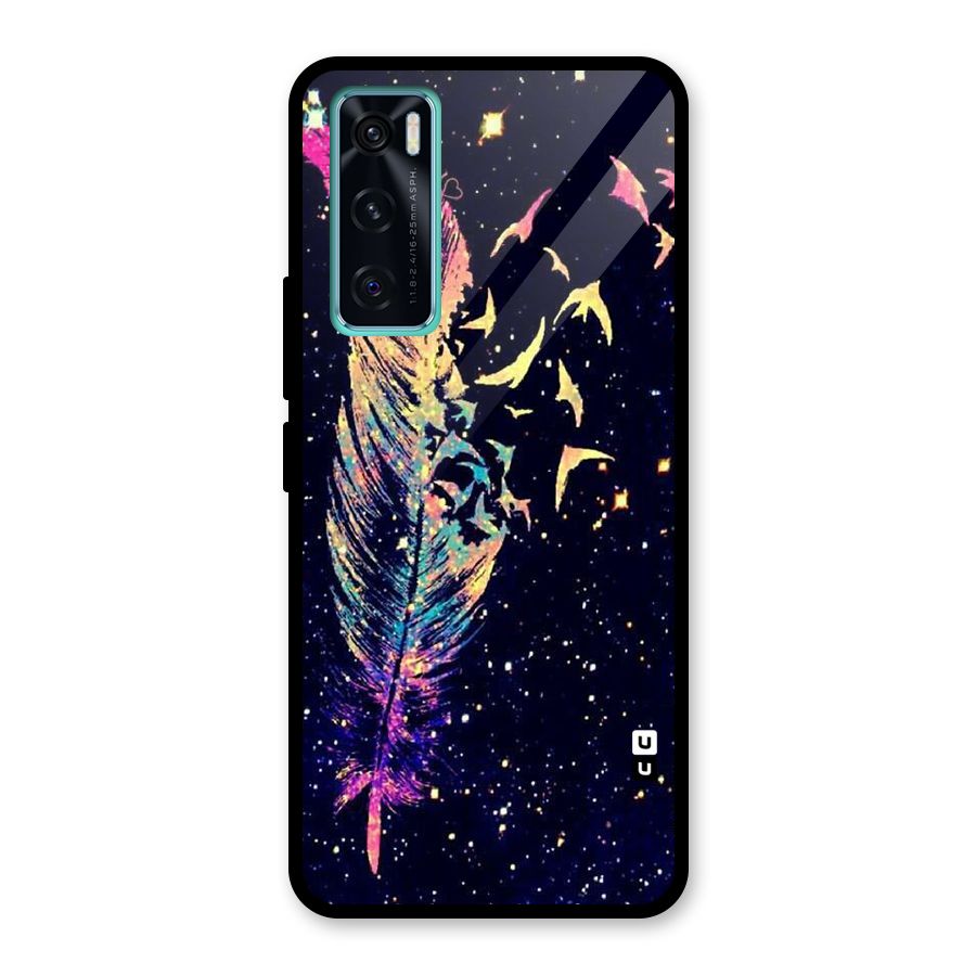 Feather Bird Fly Glass Back Case for Vivo V20 SE