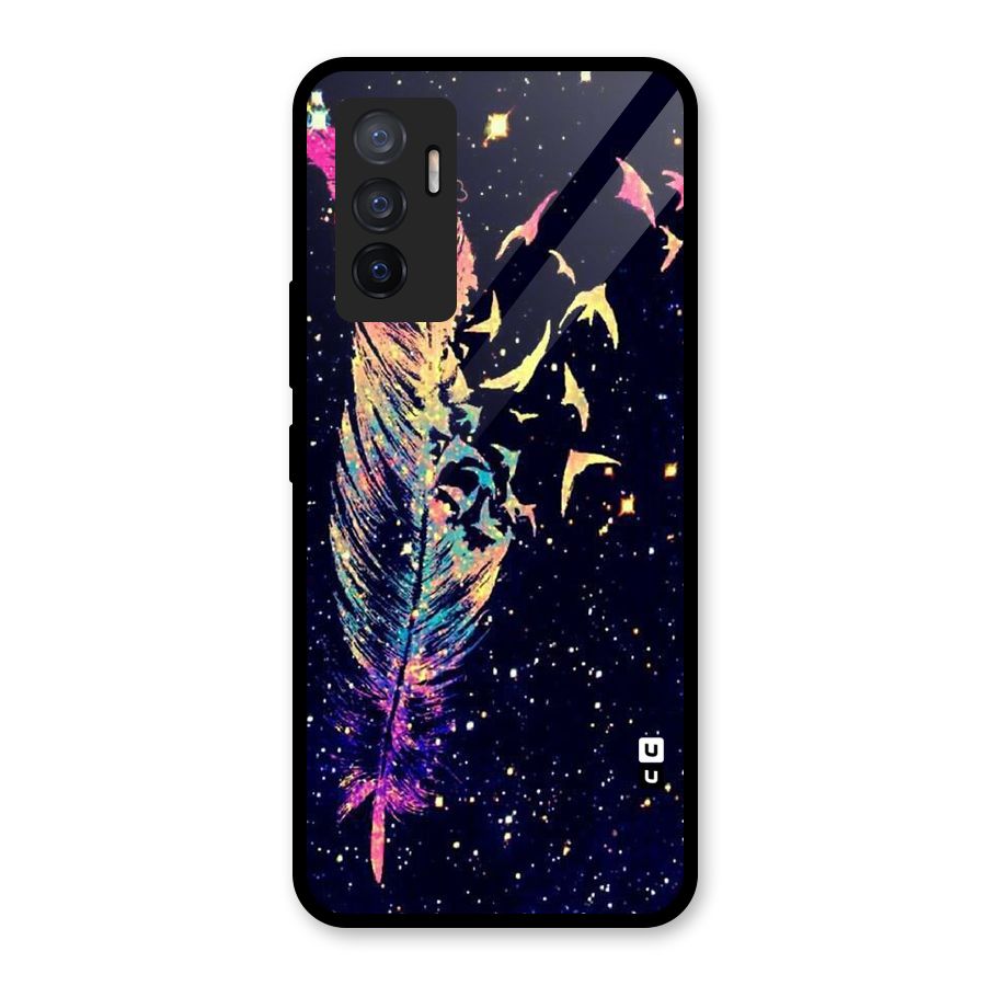 Feather Bird Fly Glass Back Case for Vivo V23e