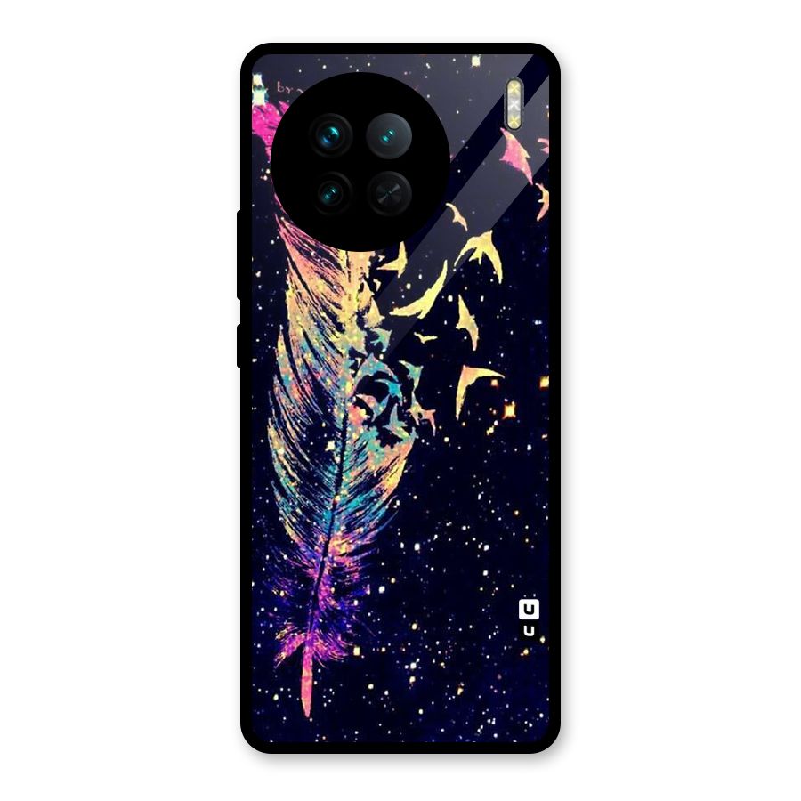 Feather Bird Fly Glass Back Case for Vivo X90