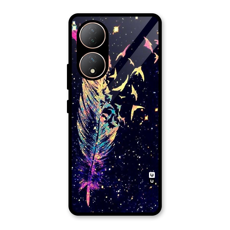 Feather Bird Fly Glass Back Case for Vivo Y100A