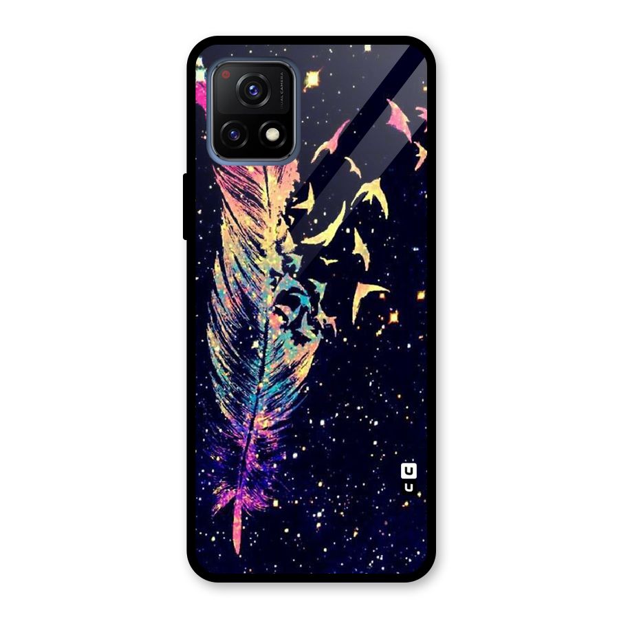 Feather Bird Fly Glass Back Case for Vivo Y72 5G