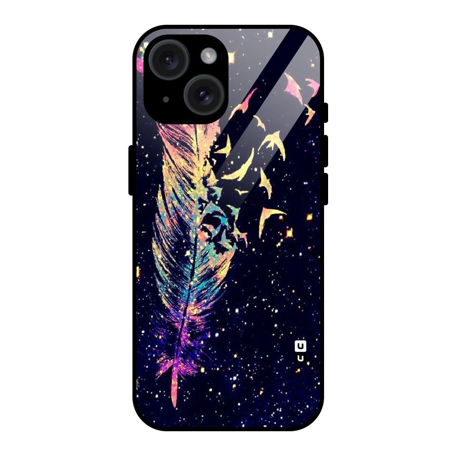 Feather Bird Fly Glass Back Case for iPhone 15