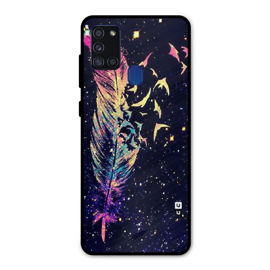 Feather Bird Fly Metal Back Case for Galaxy A21s