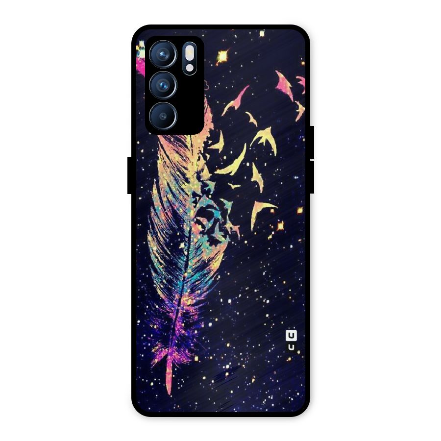 Feather Bird Fly Metal Back Case for Oppo Reno6 5G