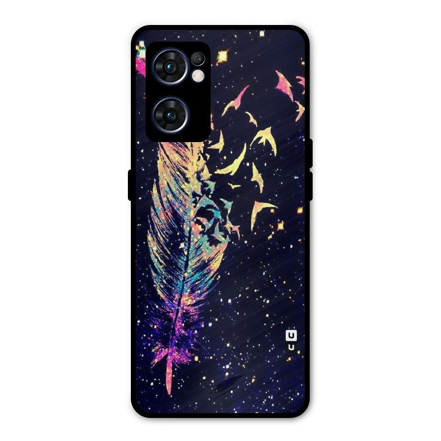 Feather Bird Fly Metal Back Case for Oppo Reno7 5G