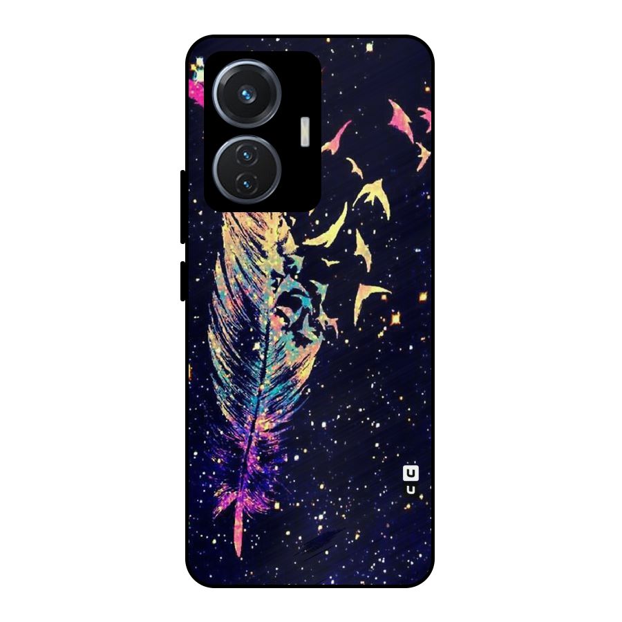 Feather Bird Fly Metal Back Case for Vivo T1 44W
