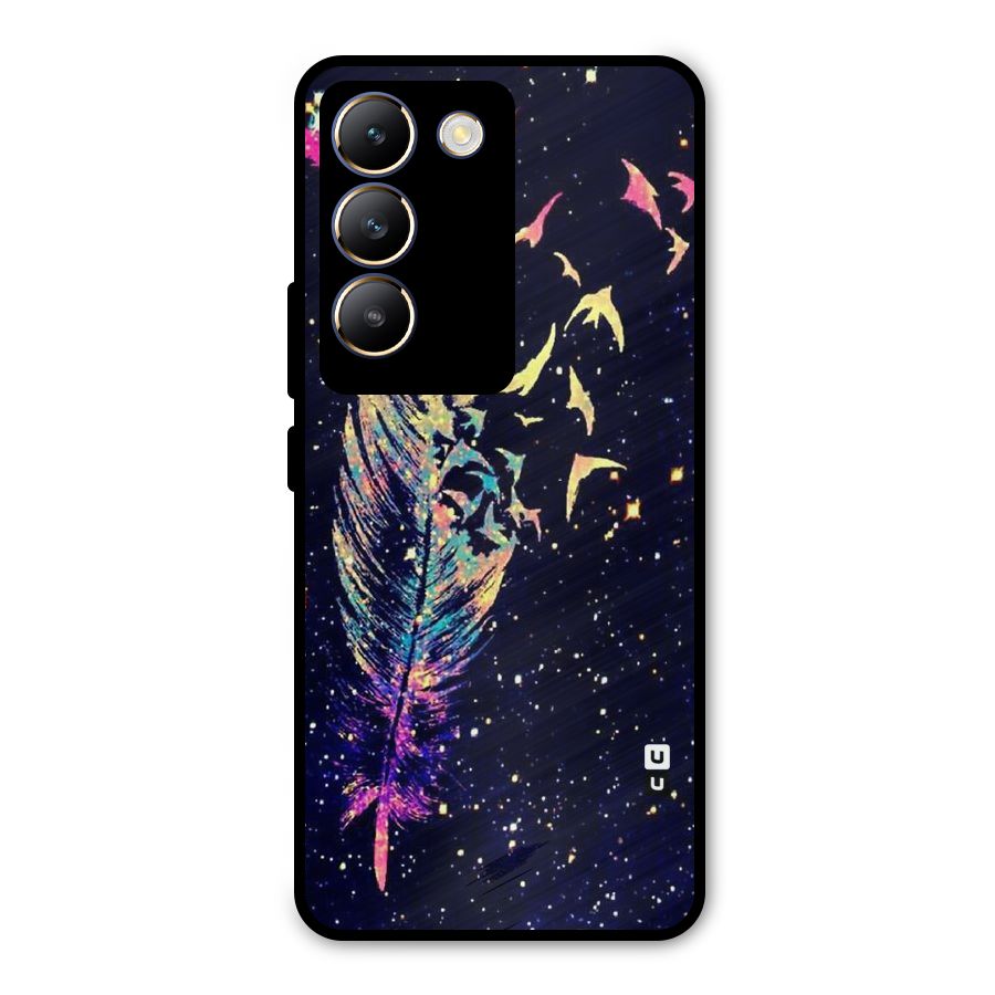 Feather Bird Fly Metal Back Case for Vivo T3 5G