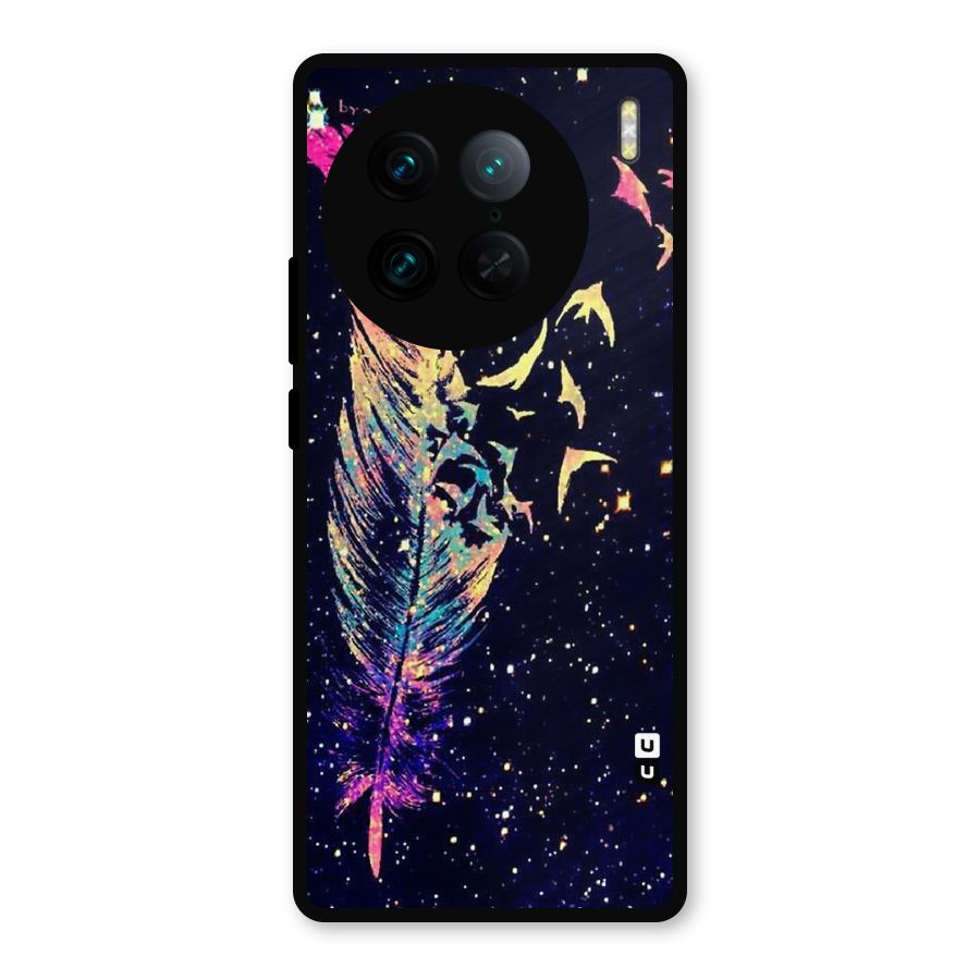 Feather Bird Fly Metal Back Case for Vivo X90 Pro