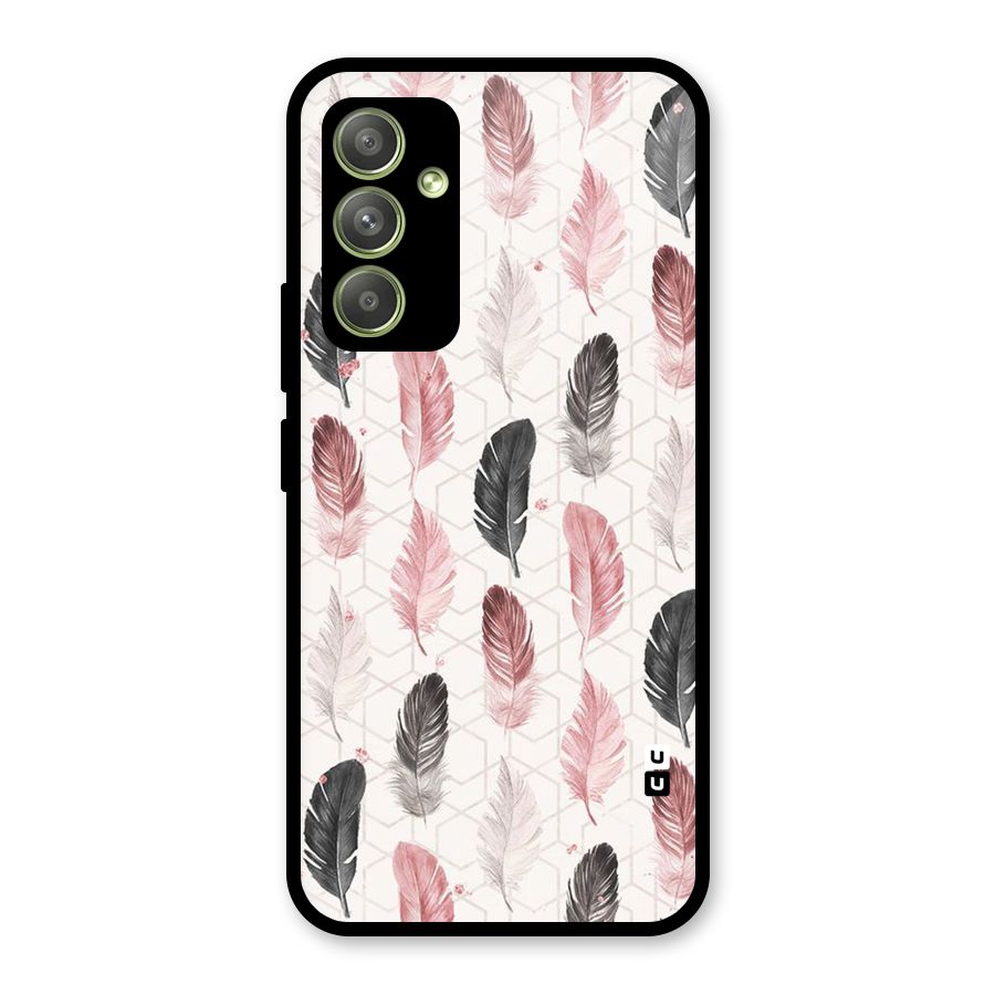 Feather Line Pattern Glass Back Case for Galaxy A54