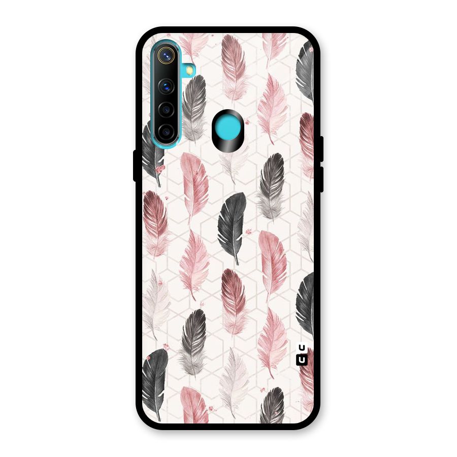 Feather Line Pattern Glass Back Case for Realme Narzo 10