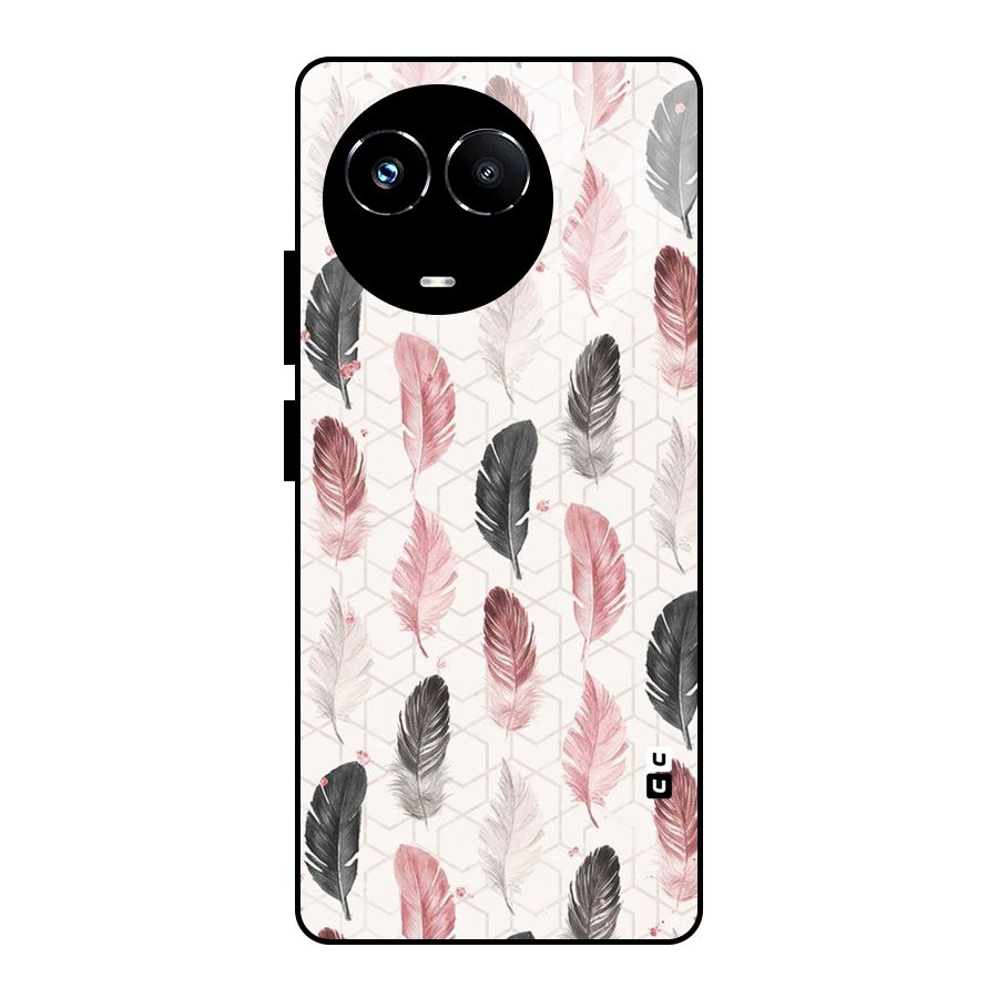 Feather Line Pattern Glass Back Case for Realme Narzo 60X