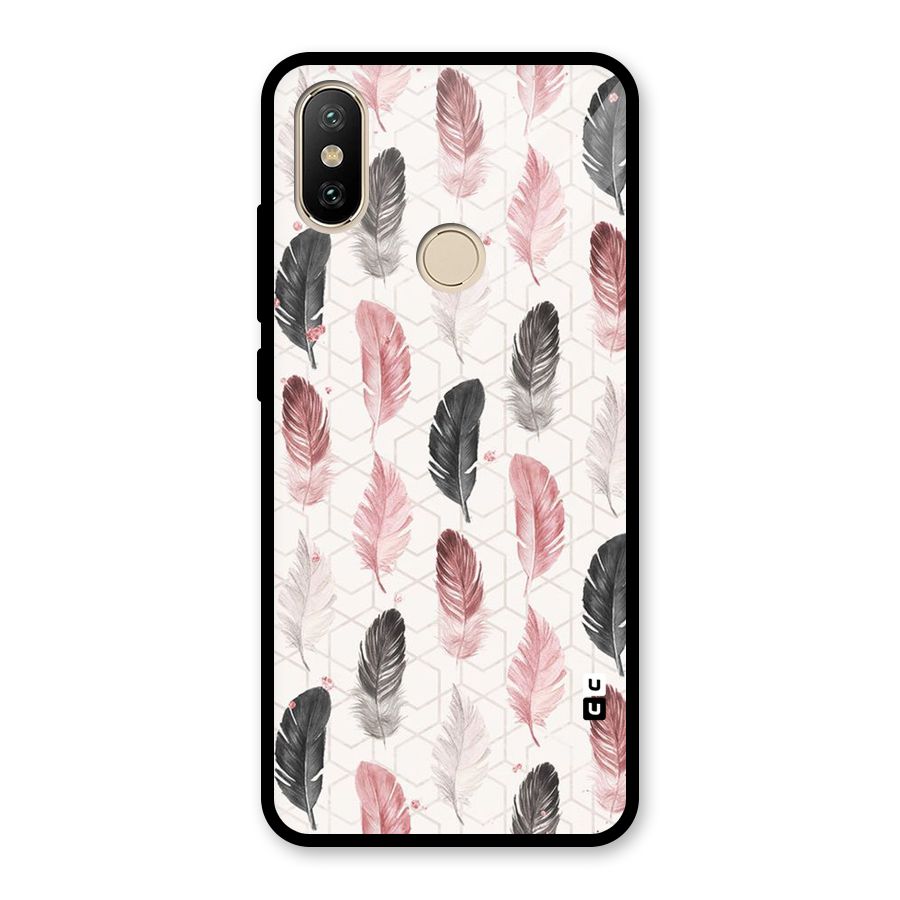 Feather Line Pattern Glass Back Case for Redmi A2