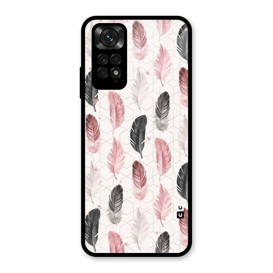 Feather Line Pattern Glass Back Case for Redmi Note 11S