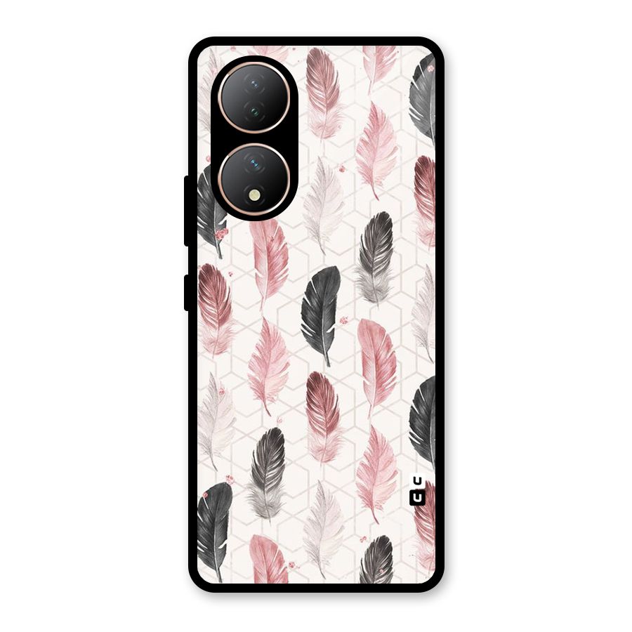 Feather Line Pattern Glass Back Case for Vivo Y100A