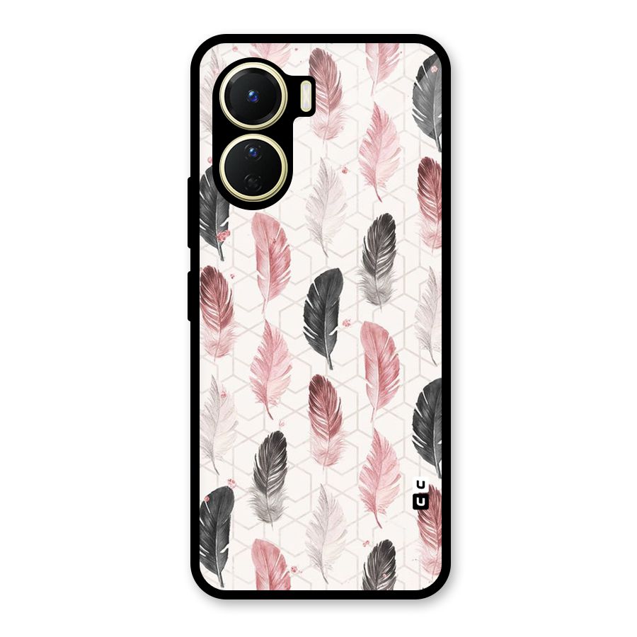 Feather Line Pattern Glass Back Case for Vivo Y16