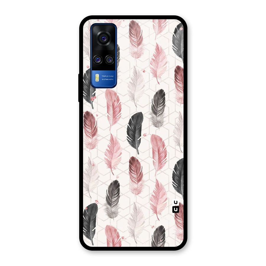 Feather Line Pattern Glass Back Case for Vivo Y31