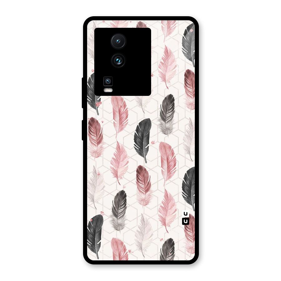 Feather Line Pattern Glass Back Case for Vivo iQOO Neo 7 Pro