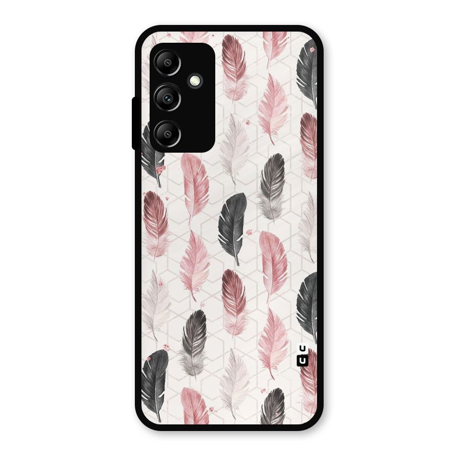 Feather Line Pattern Metal Back Case for Galaxy A14 5G