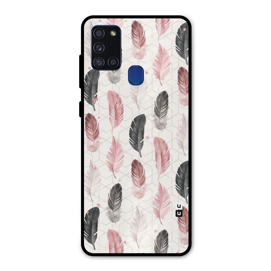 Feather Line Pattern Metal Back Case for Galaxy A21s