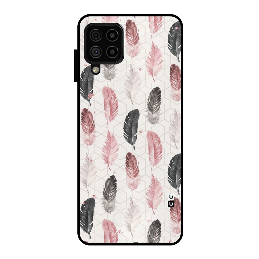 Feather Line Pattern Metal Back Case for Galaxy A22 4G