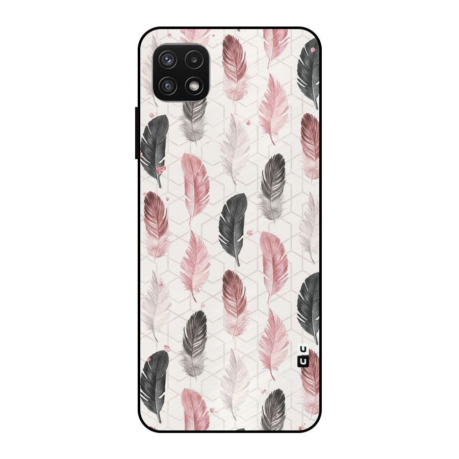 Feather Line Pattern Metal Back Case for Galaxy A22 5G