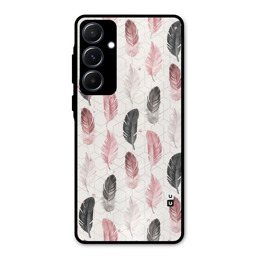 Feather Line Pattern Metal Back Case for Galaxy A55