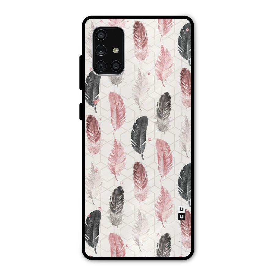 Feather Line Pattern Metal Back Case for Galaxy A71