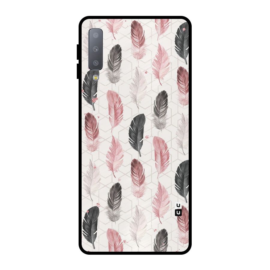 Feather Line Pattern Metal Back Case for Galaxy A7 (2018)