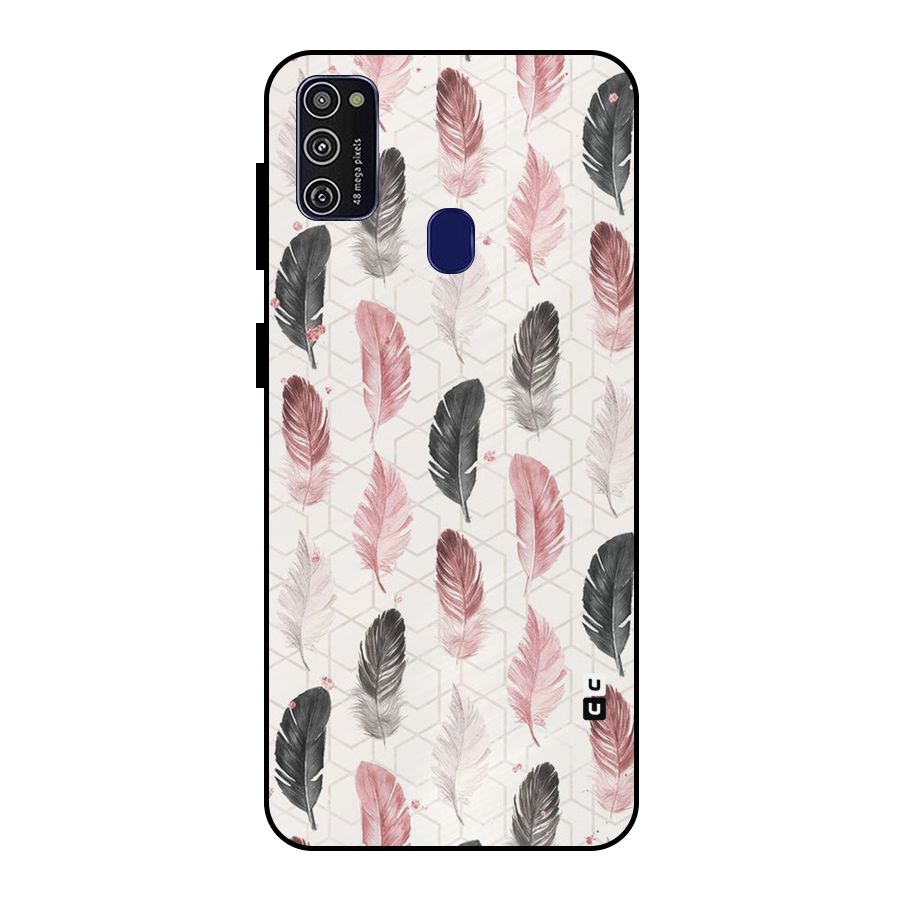 Feather Line Pattern Metal Back Case for Galaxy M30s