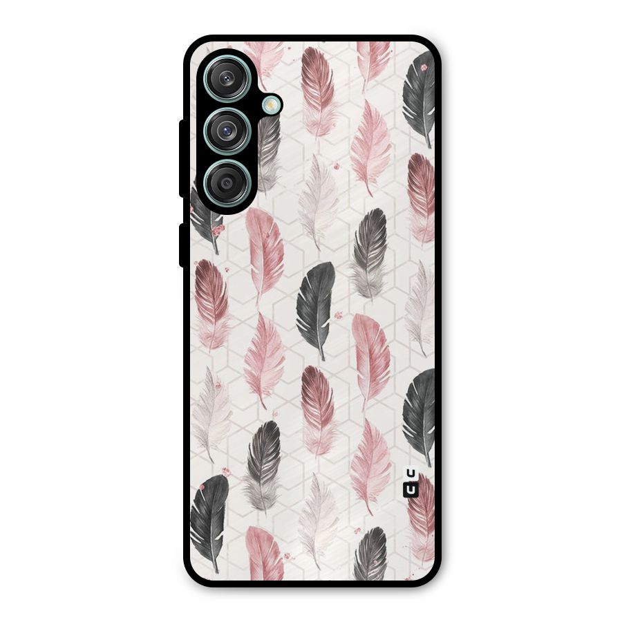 Feather Line Pattern Metal Back Case for Galaxy M55 5G