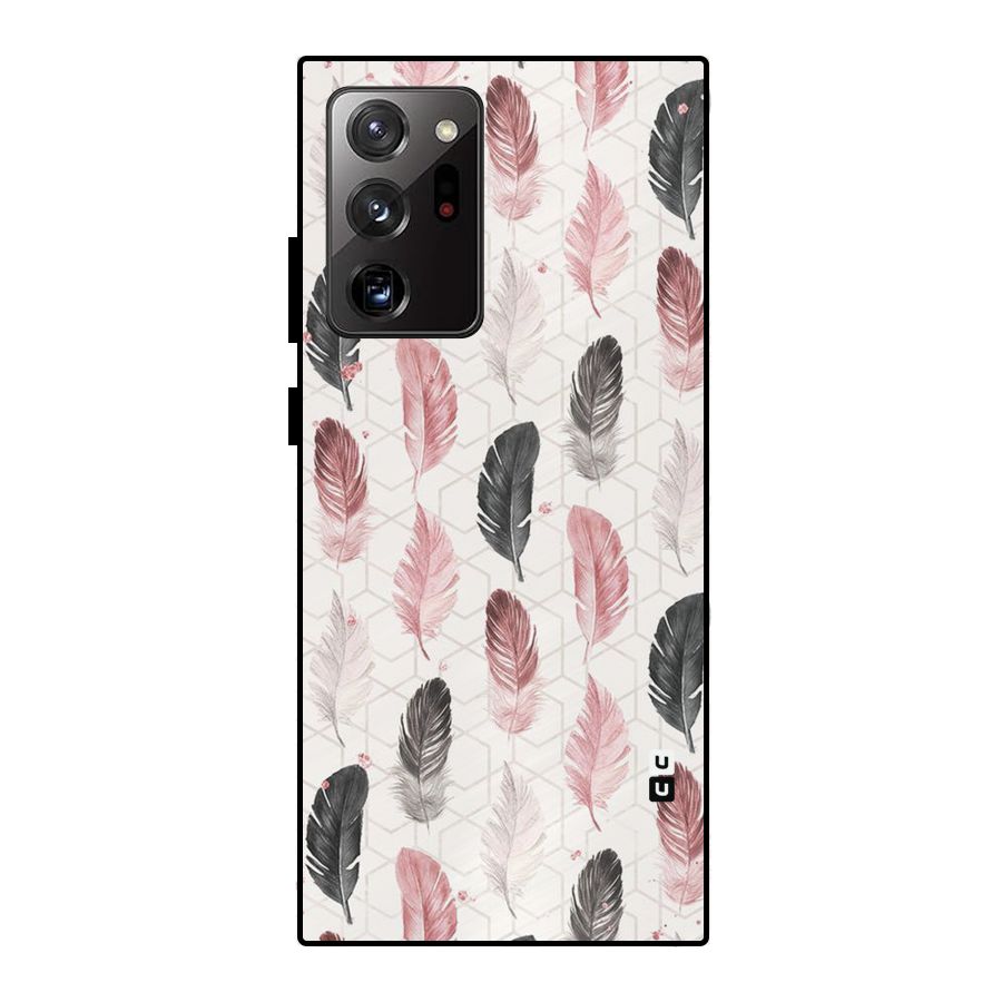 Feather Line Pattern Metal Back Case for Galaxy Note 20 Ultra