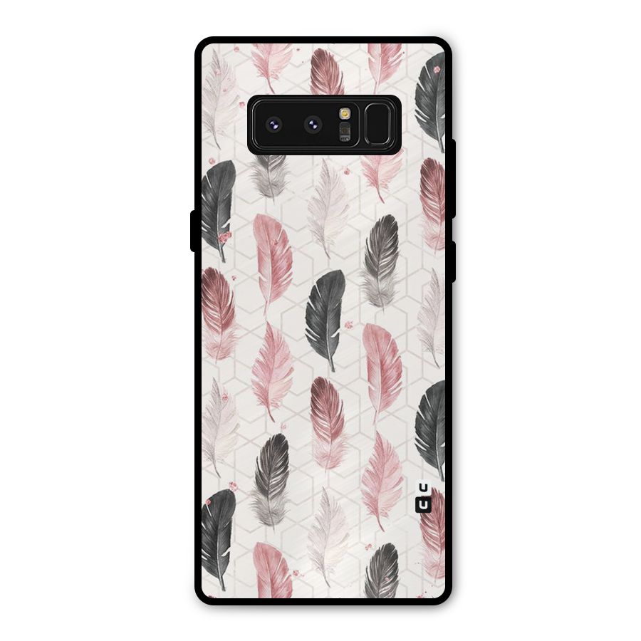 Feather Line Pattern Metal Back Case for Galaxy Note 8