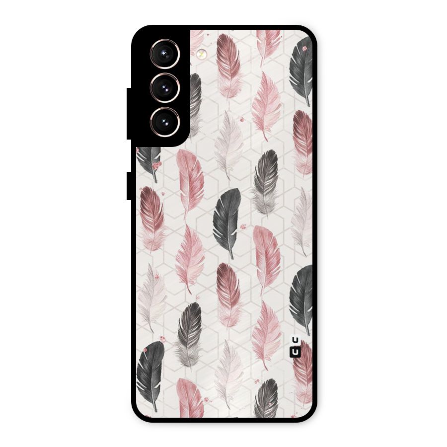 Feather Line Pattern Metal Back Case for Galaxy S21 5G