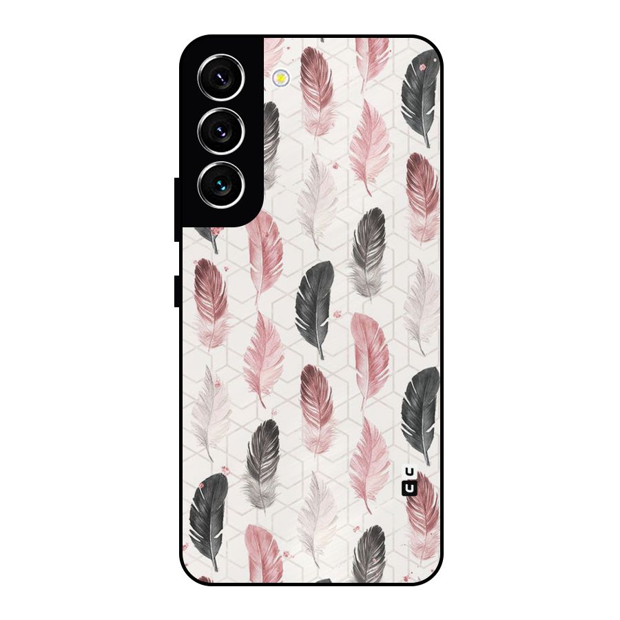 Feather Line Pattern Metal Back Case for Galaxy S22 5G